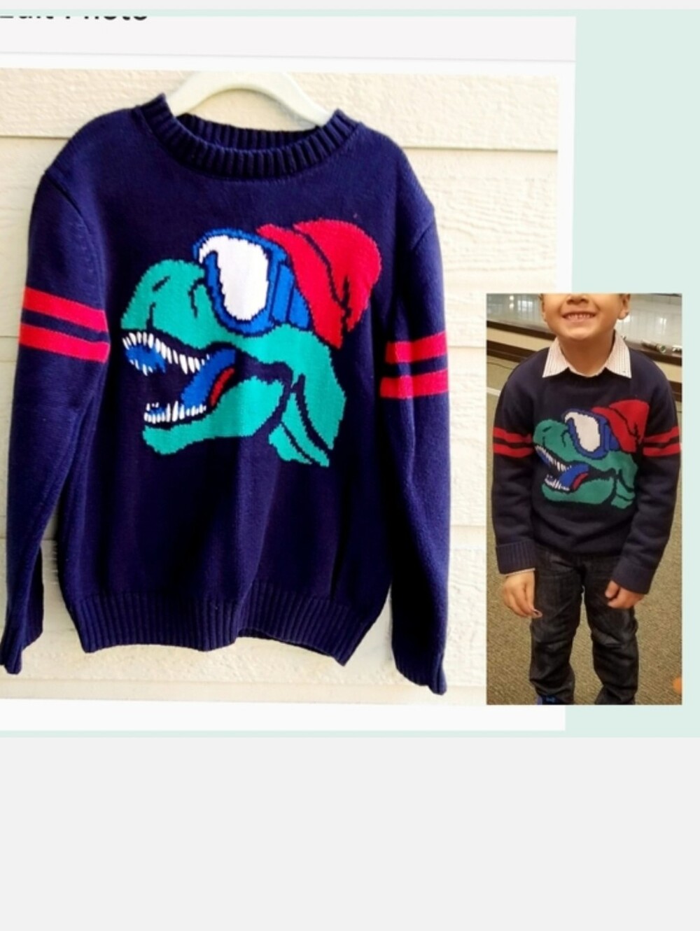 Gymboree Boys Navy Blue Dinosaur Sweater size S